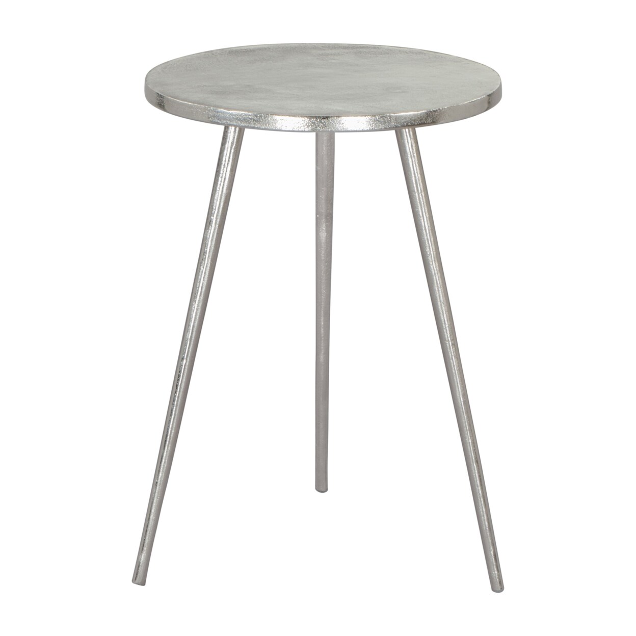 Politik Side Table Silver Cast Aluminum Boho Chic Nightstand Living Room