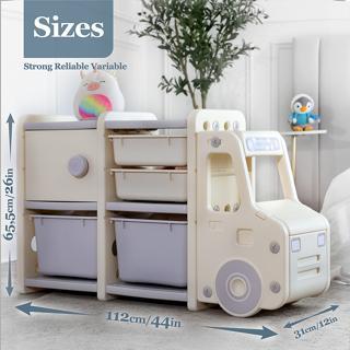 Toy Stoarge Organizer for Kids Toy Shelf Organizer for Kids Perfect Toys Storage Solution Toy Bin Storage Organizer with 4 Plastic Bins Kids Multi Storage Organizer for Books and Toys.