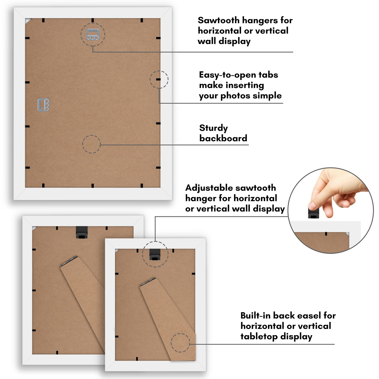 Americanflat 11x14 (1), 8x10 (2), 5x7 (4) Gallery Wall Frame Set - Set of 7 - Collage Wall Art Decor - Shatter Resistant Glass - Adjustable Hanging Hardware - Includes Easels