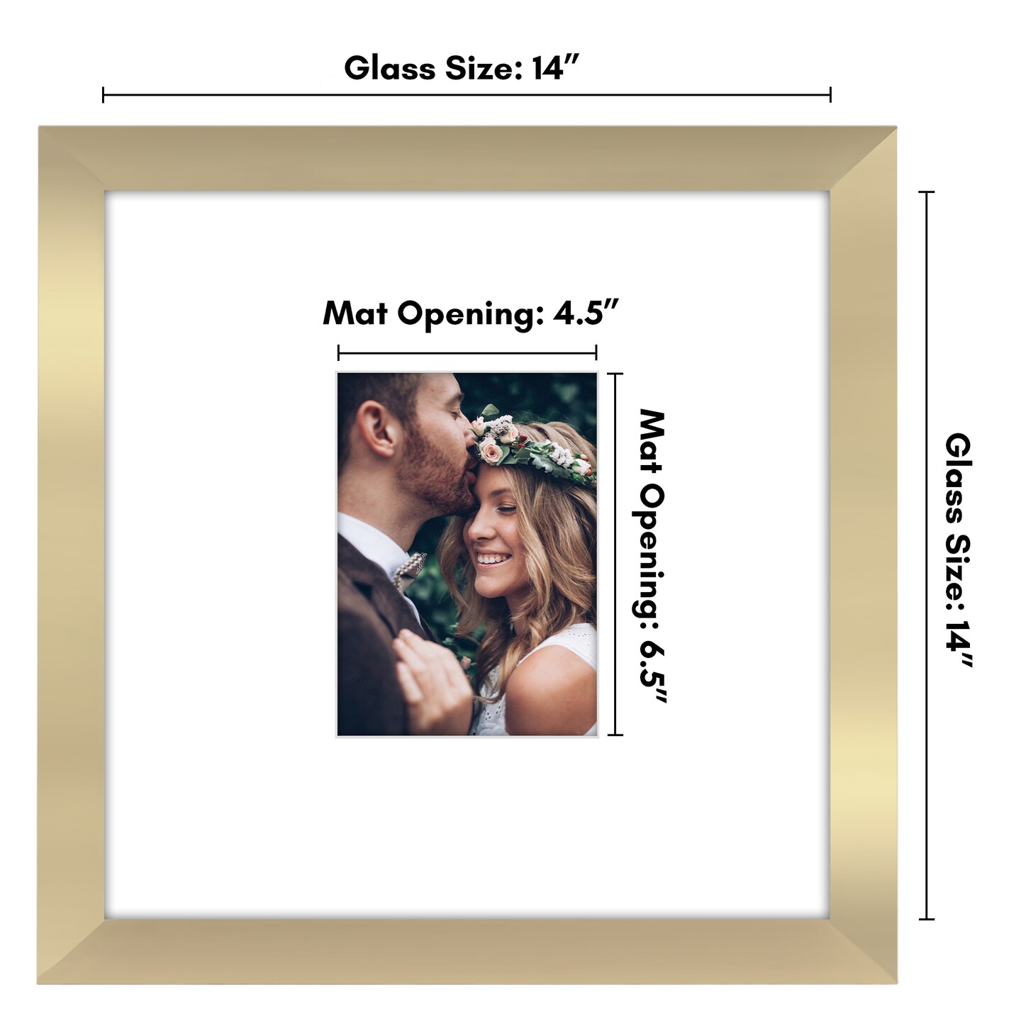 Americanflat 14x14 Wedding Signature Picture Frame - 5x7 with Mat or 14x14 without Mat - Signature Frame for Celebrations - Shatter Resistant Glass - Hanging Hardware