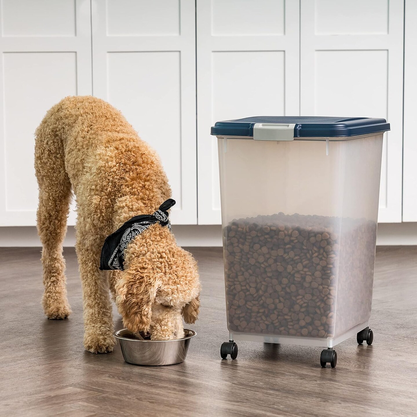 IRIS Airtight Pet Food Storage Containers with Attachable Casters