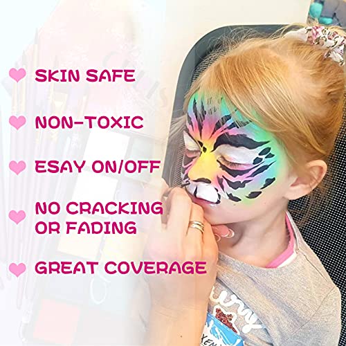 15 Colors Macaron Face Body Paint Set, Painting Palette Makeup Kit + 10pc Colorful Artist Brushes, Oil Base Paint Set for Halloween, Cosplay, Parties and SFX Costume