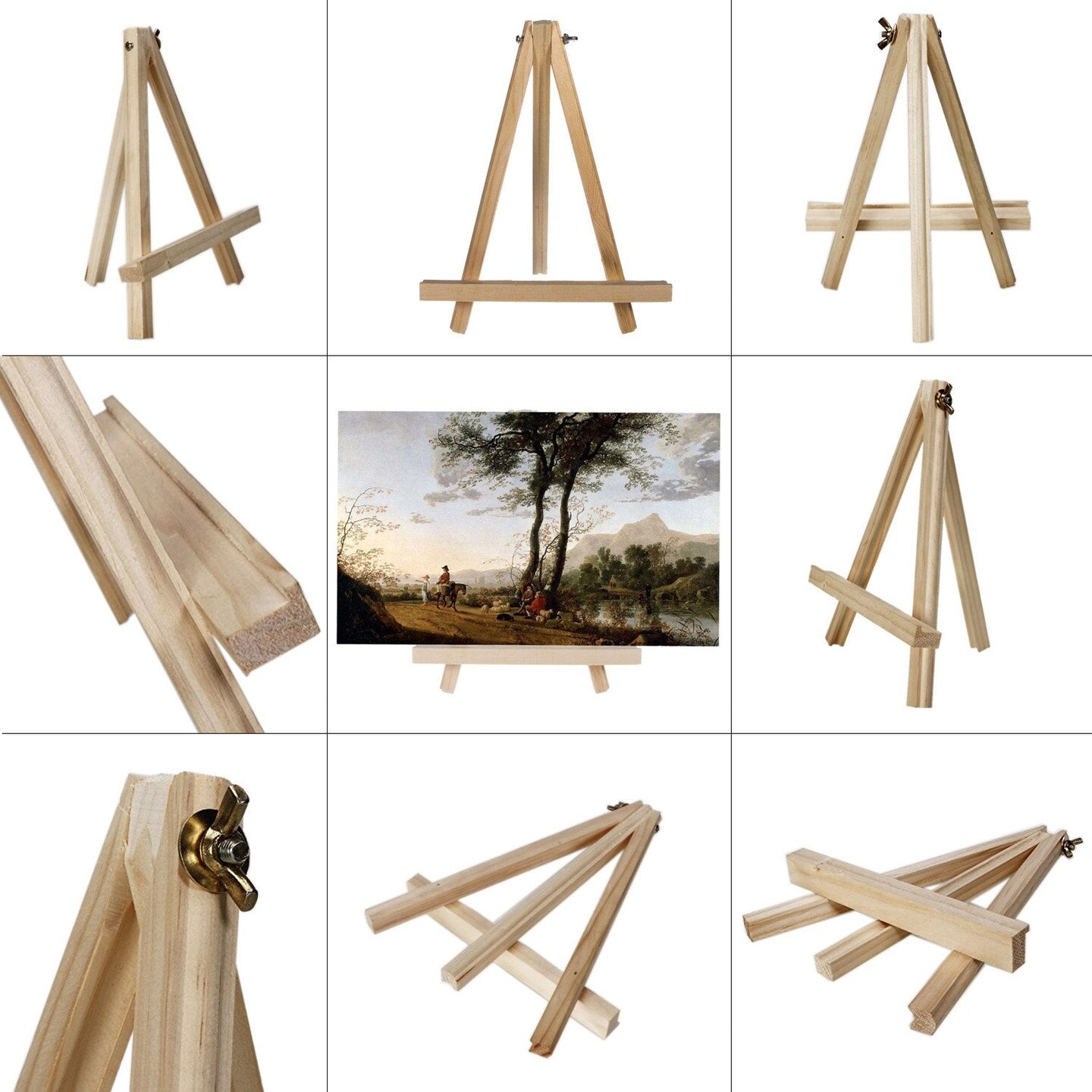 Portable 9&#x22; Wood Tripod Tabletop Display Easel for Artist Painting, Sketching, Displaying Photos, Decorative Plates and More