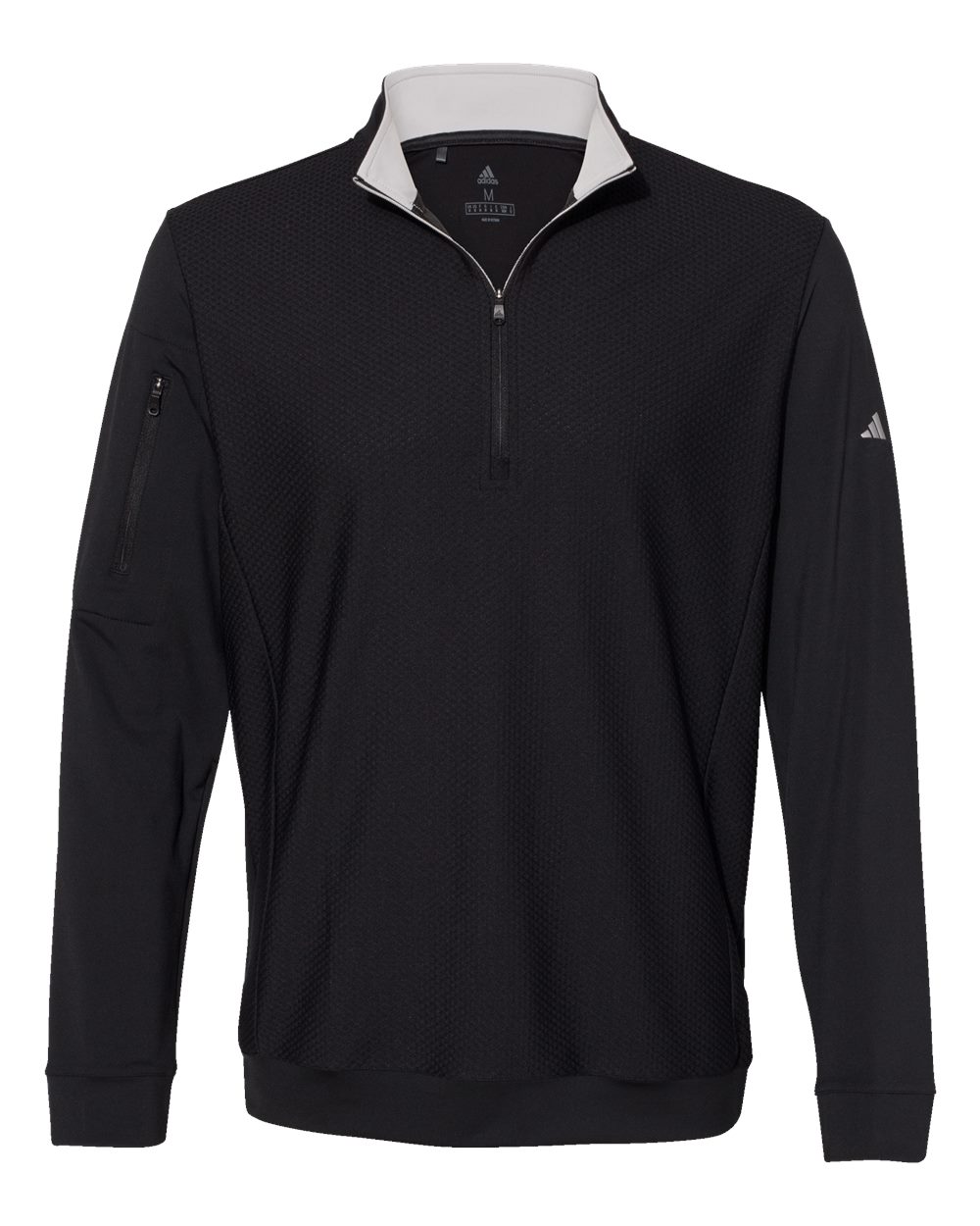 Adidas® Performance Textured Quarter-Zip Pullover, Size: M, Color