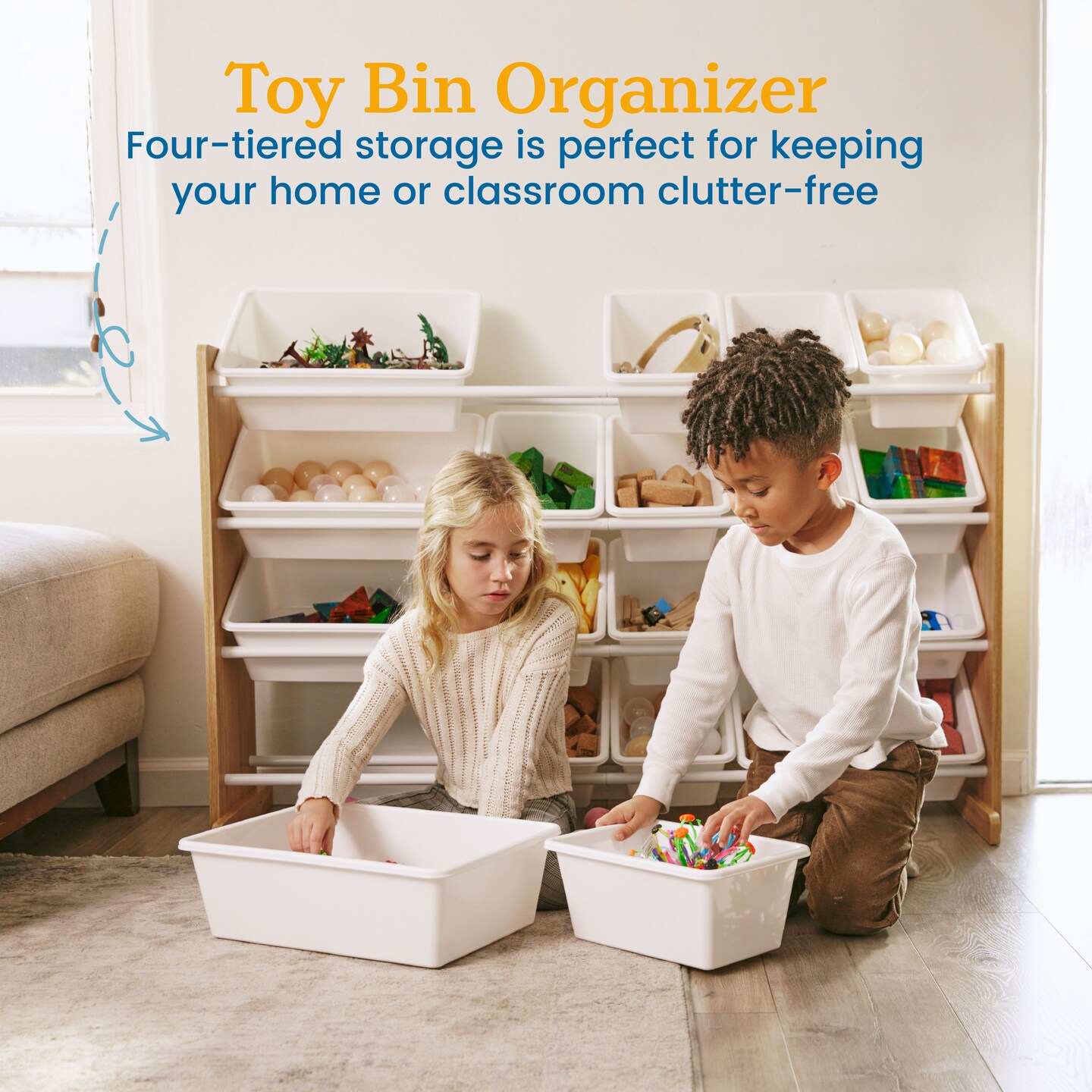 4-Tier Organizer with 20 Bins, Toy Storage