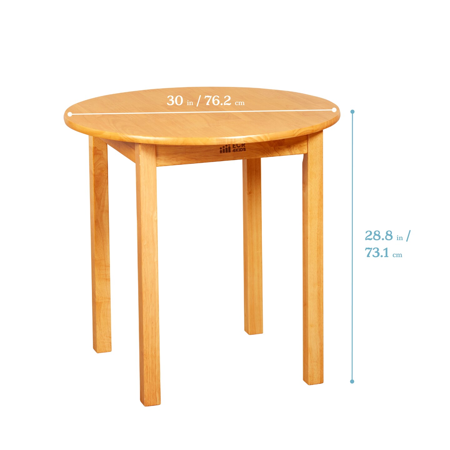 30in D Round Hardwood Table with 28in Legs and Two 16in Chairs, Kids Furniture