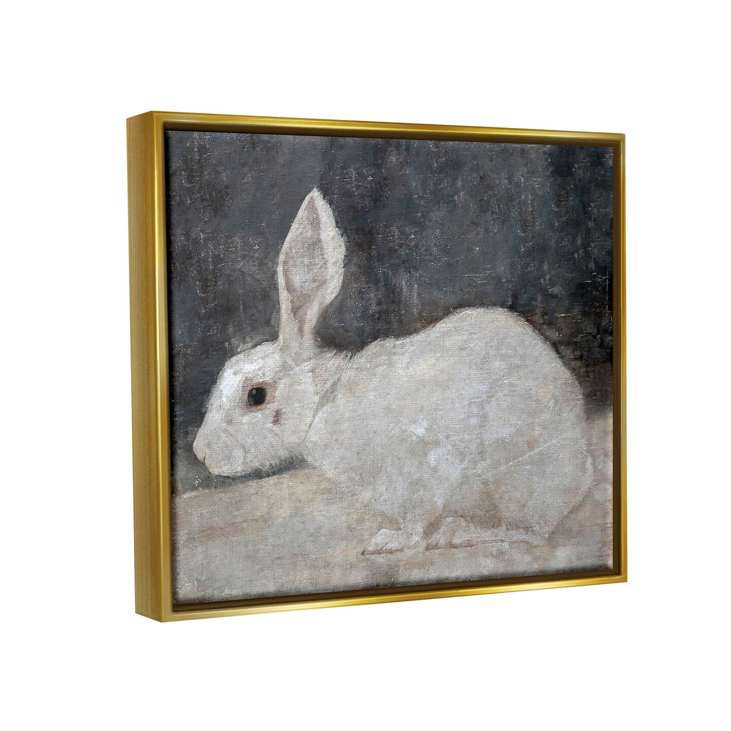 Stupell Industries White Rabbit Bunny Classic Framed Floater Canvas Wall Art
