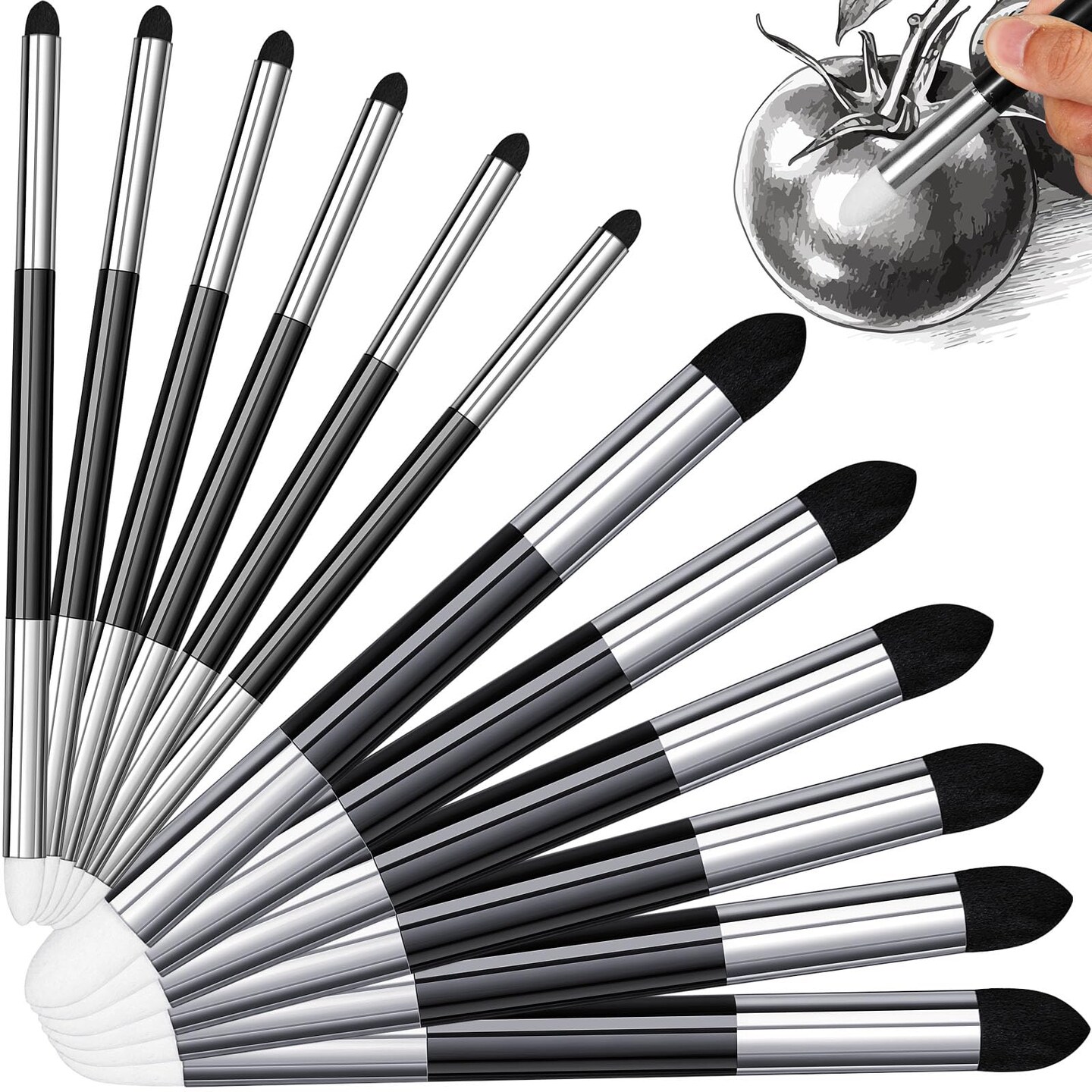 Kosiz 6 Pcs Blending Sponge Pen Double Headed Washable Rubbing Sponge Brush Sketch Wipe Reusable Blending Stump Drawing Art Blenders for School Student Artist Highlight Shadow Detail Correcting Tool