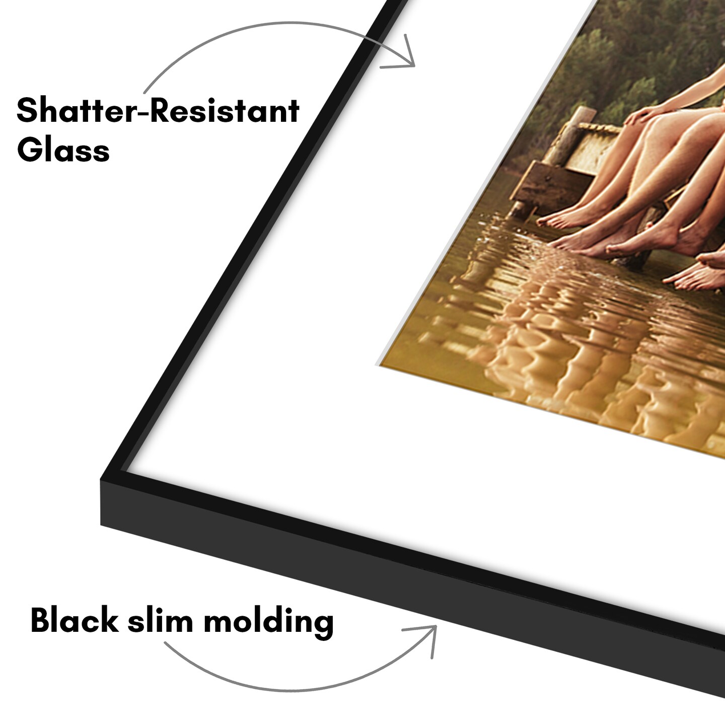 Americanflat Front Loading Picture Frame Set with Mat - Set of 6 - Wall Decor Frames - Shatter Resistant Glass - Hanging Hardware with Snap-Out Easel - Black