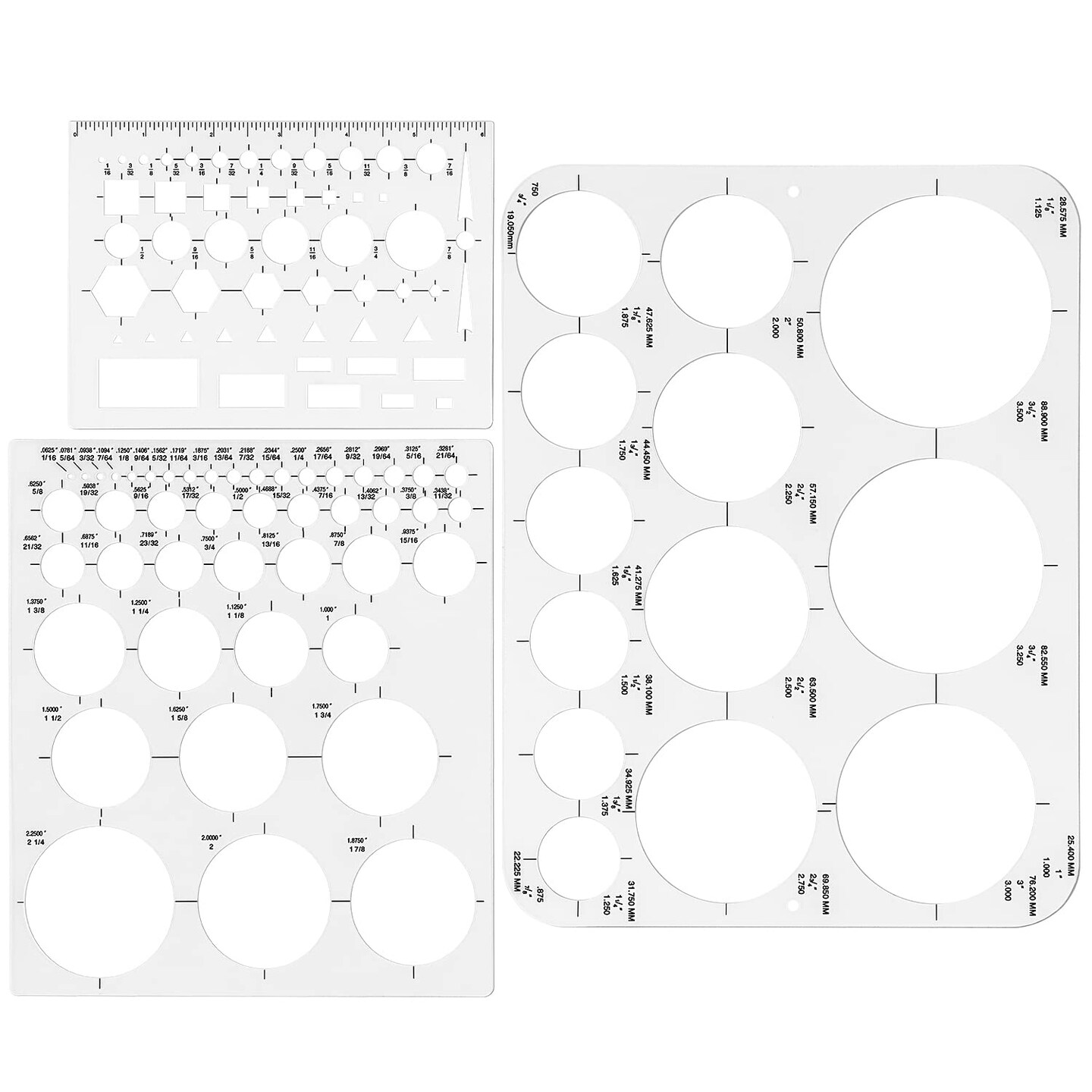 3 Pieces Circle Template Circle Round Stencil Templates for Drafting for Office and School Building Formwork Drawings Templates, Large and Small Size