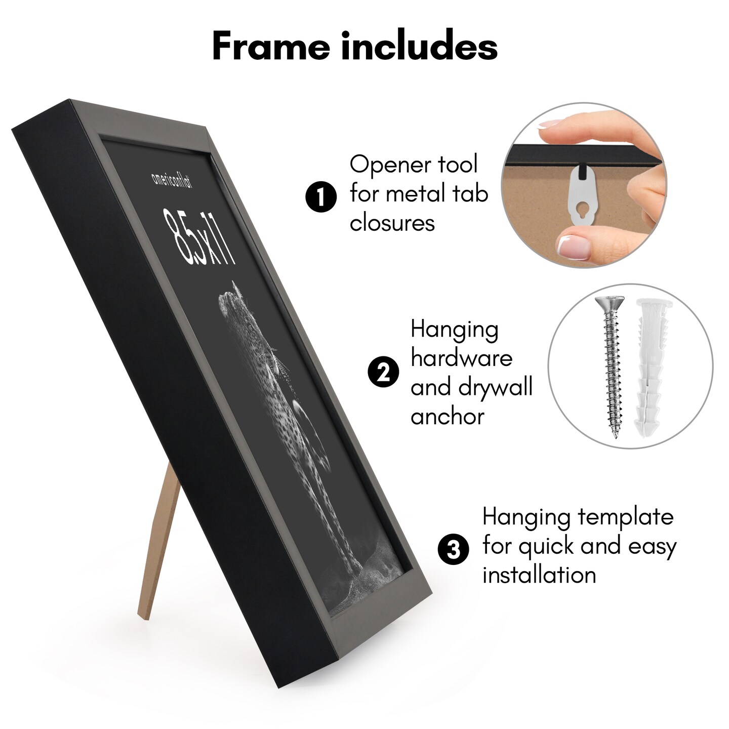 Americanflat Gallery-Style Picture Frame - Ideal Frame for Gallery Wall Display - Showcase Artwork, Prints, and Photos - Shatter Resistant Glass - Hanging Hardware with Drywall Anchor