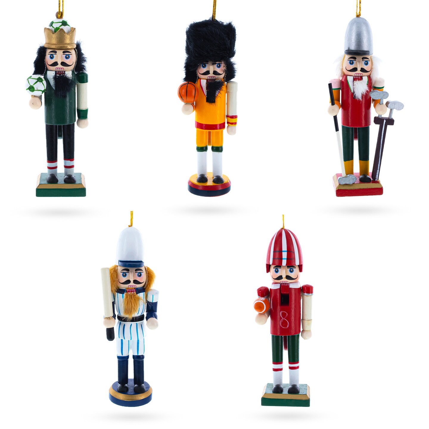 5 Sport Players Nutcrackers: Football, Golfer, Baseball, Basketball ...