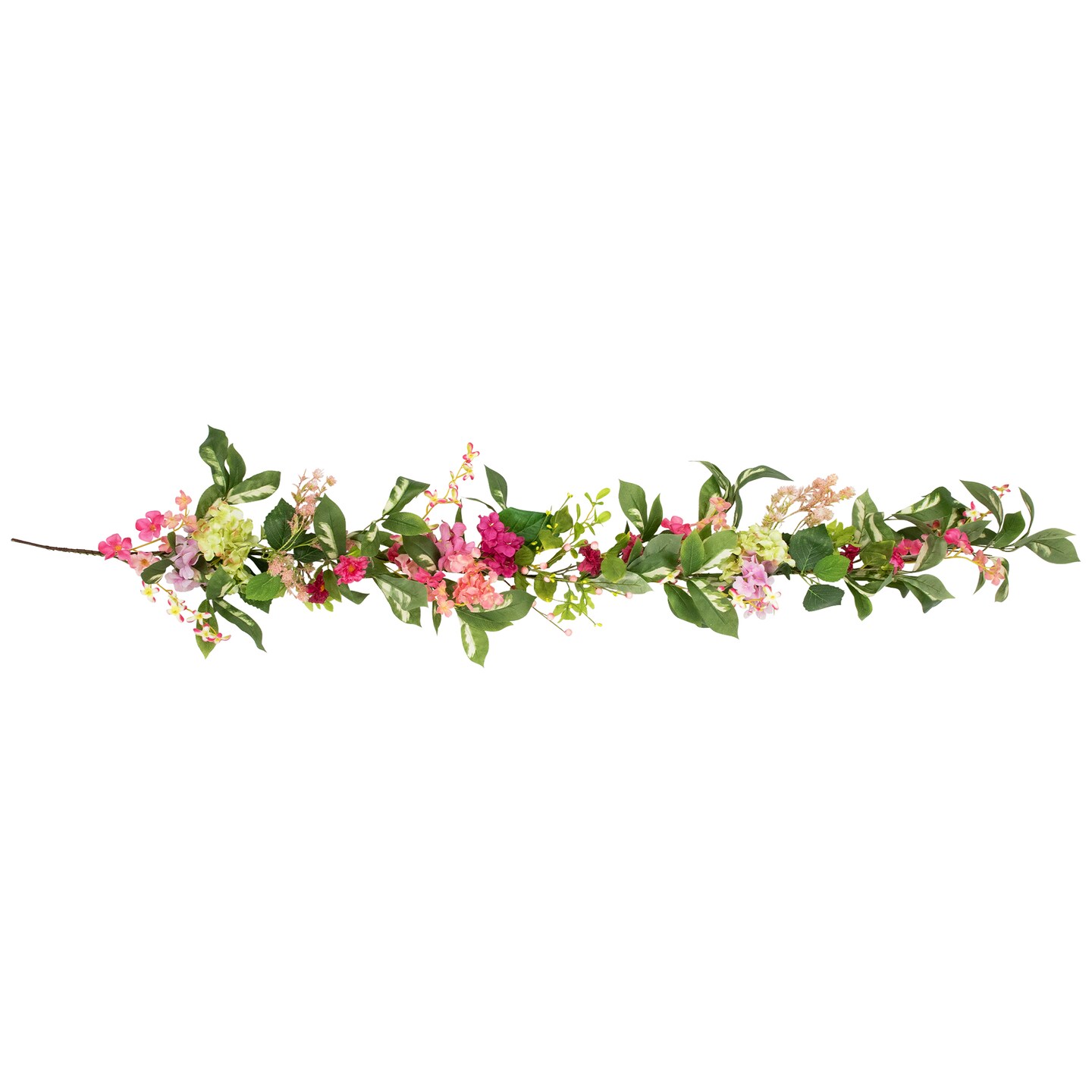 Northlight Leafy Hydrangea Artificial Floral Spring Garland - 5&#x27;  - Pink