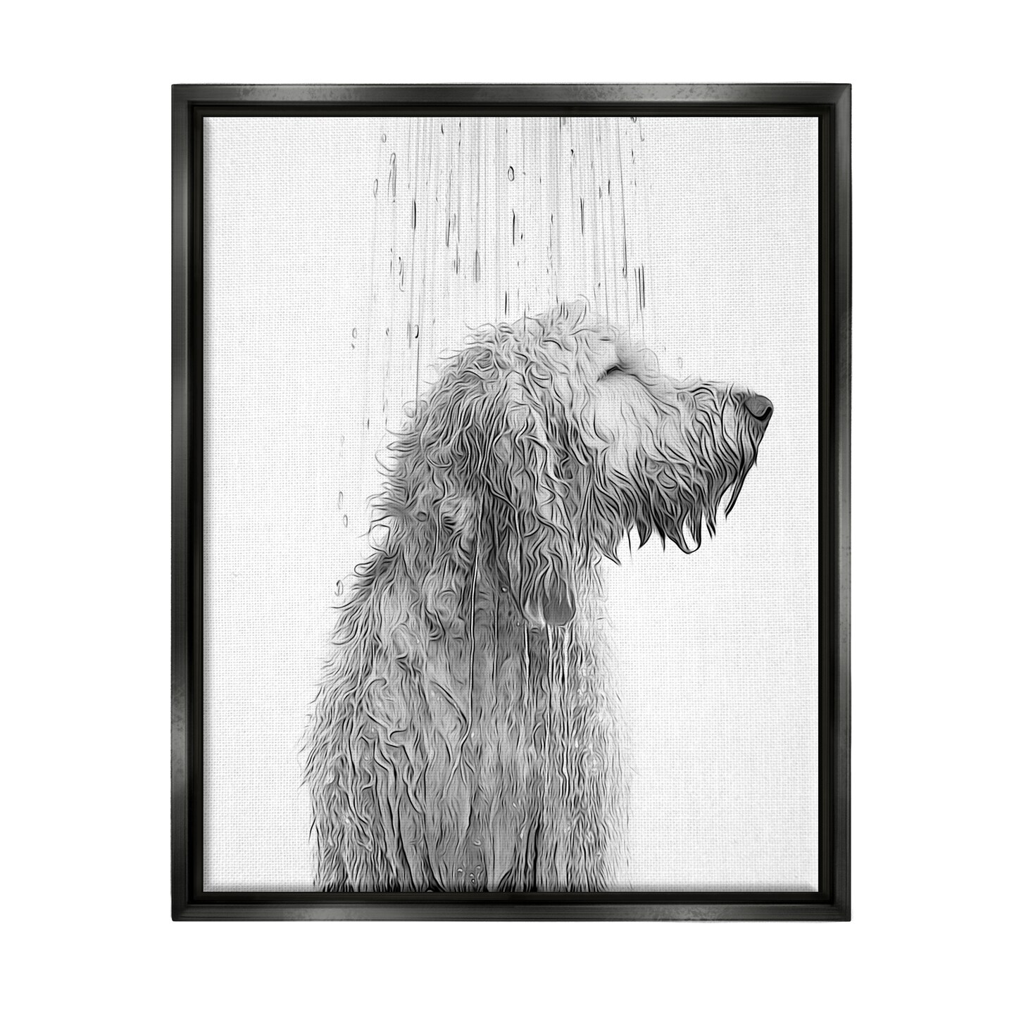 Stupell Industries Dog Bathroom Splash Framed Floater Canvas Wall Art