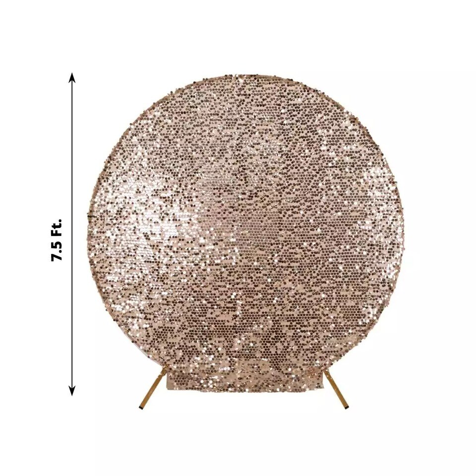 7.5 ft BLUSH Sparkly Big Payette Sequin Backdrop STAND COVER