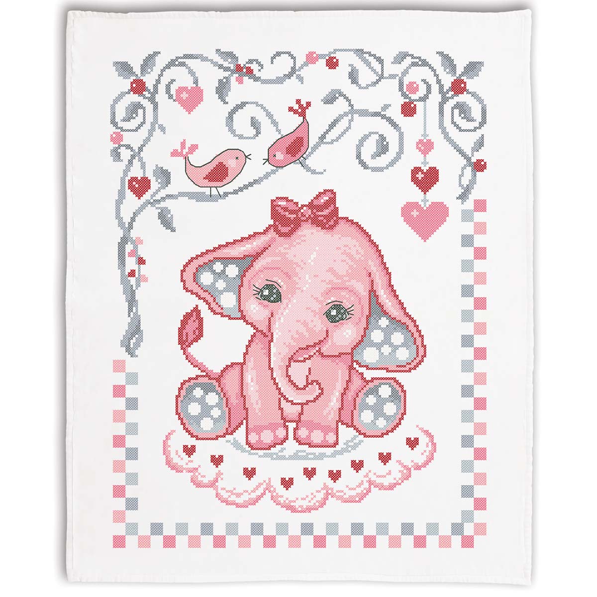 Baby by Herrschners  Lovable Ellie Baby Quilt Top Stamped Cross-Stitch Kit