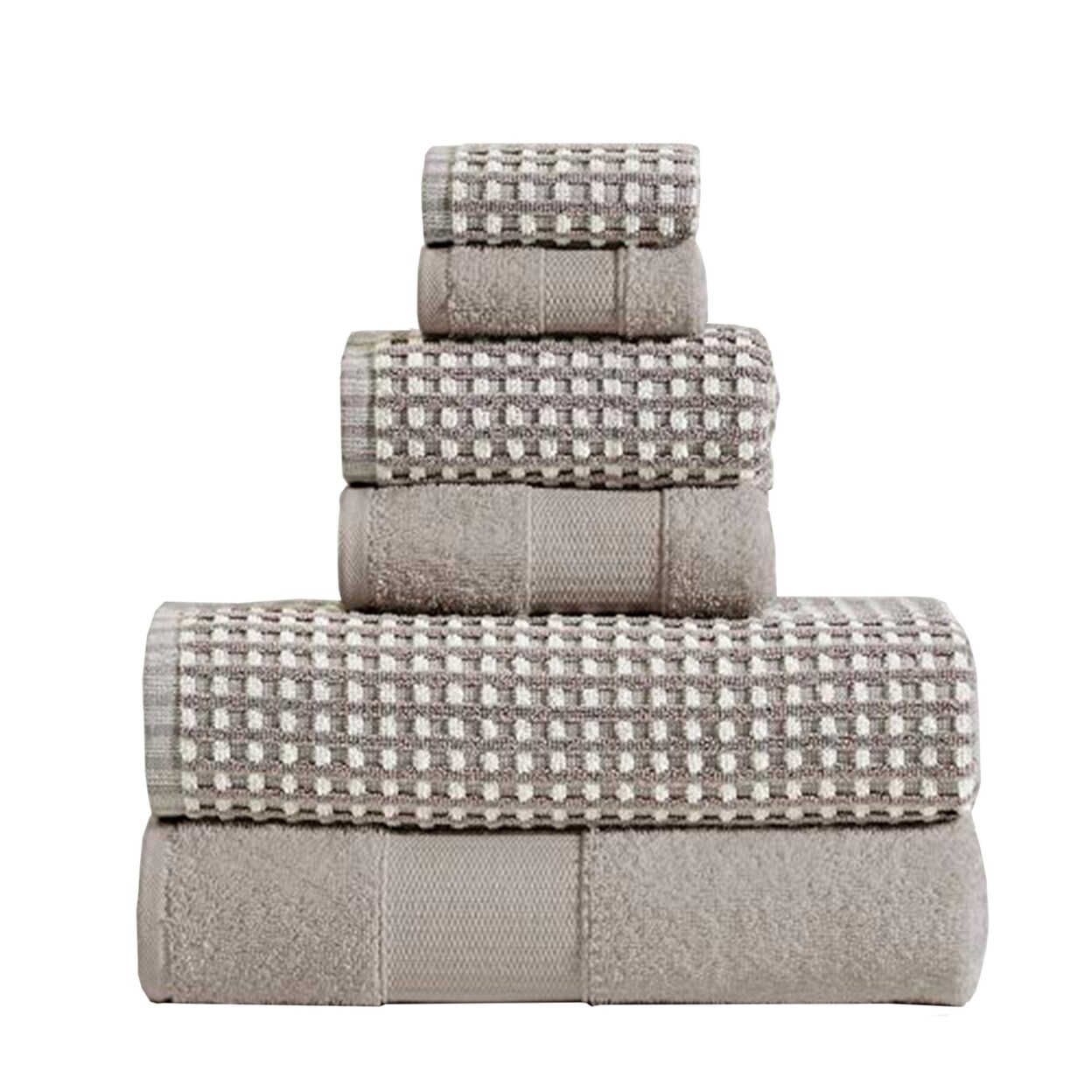 The Clean Store 6 Piece White Cotton Diamond Bath Towel Set (2 Bath Towels, 2 Hand Towels and 2 Washcloths)