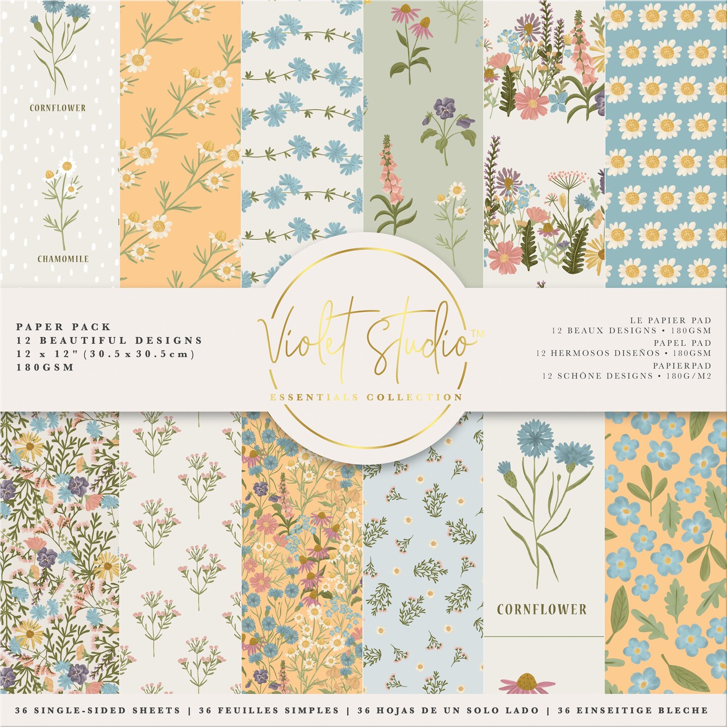 Violet Studio Paper Pad 12&#x22;X12&#x22; 36/Pkg-Amongst The Wildflowers