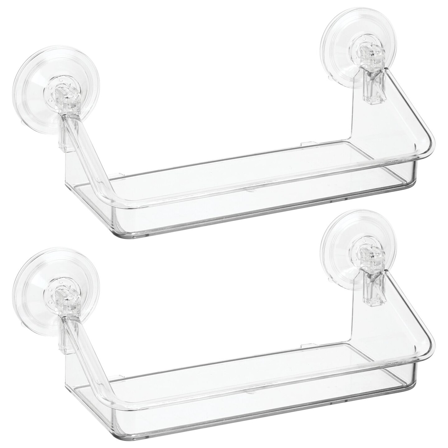 mDesign Plastic Suction Hanging Window Shelf for Home Storage, Small - Clear