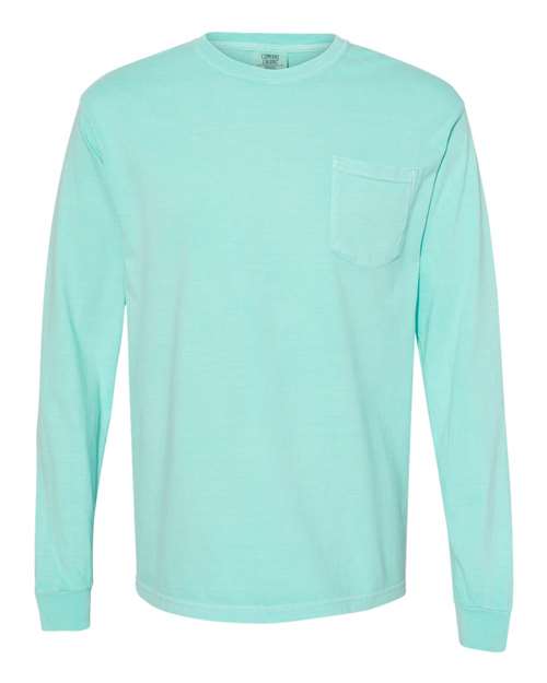 Comfort Colors Garment Dyed Heavyweight Crewneck Long Sleeve Pocket T-Shirt
