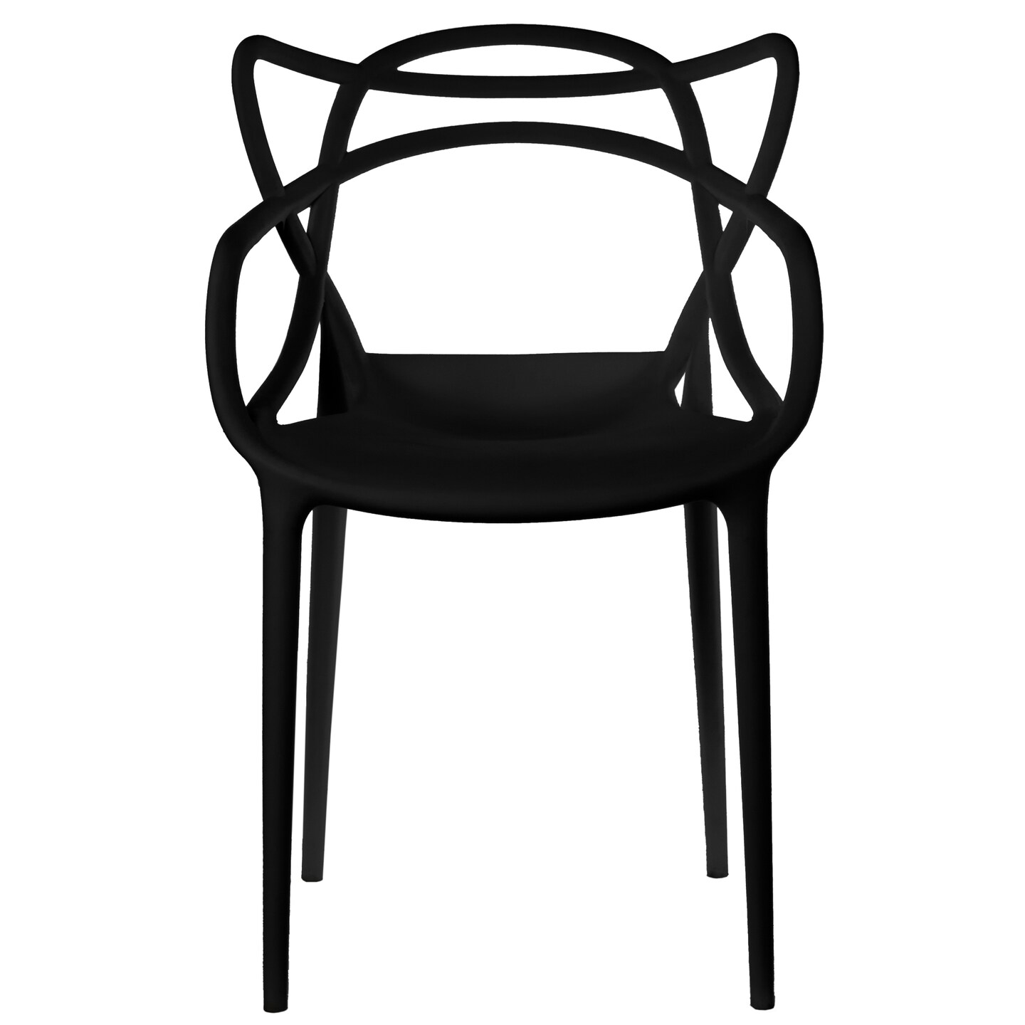 Mid-Century Modern Style Stackable Plastic Molded Arm Chair with Entangled Open Back
