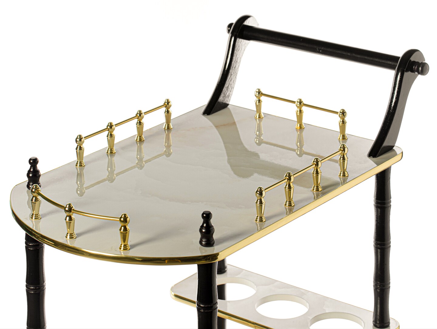 Serving Bar Cart Tea Trolley, 2 Tier Shelves on Rolling Wheels, Mobile Liquor Bar for Wine Beverage Drink Dinner Party, Utility Kitchen Storage Island Coffee Cabinet for Dining Living Room, Wood