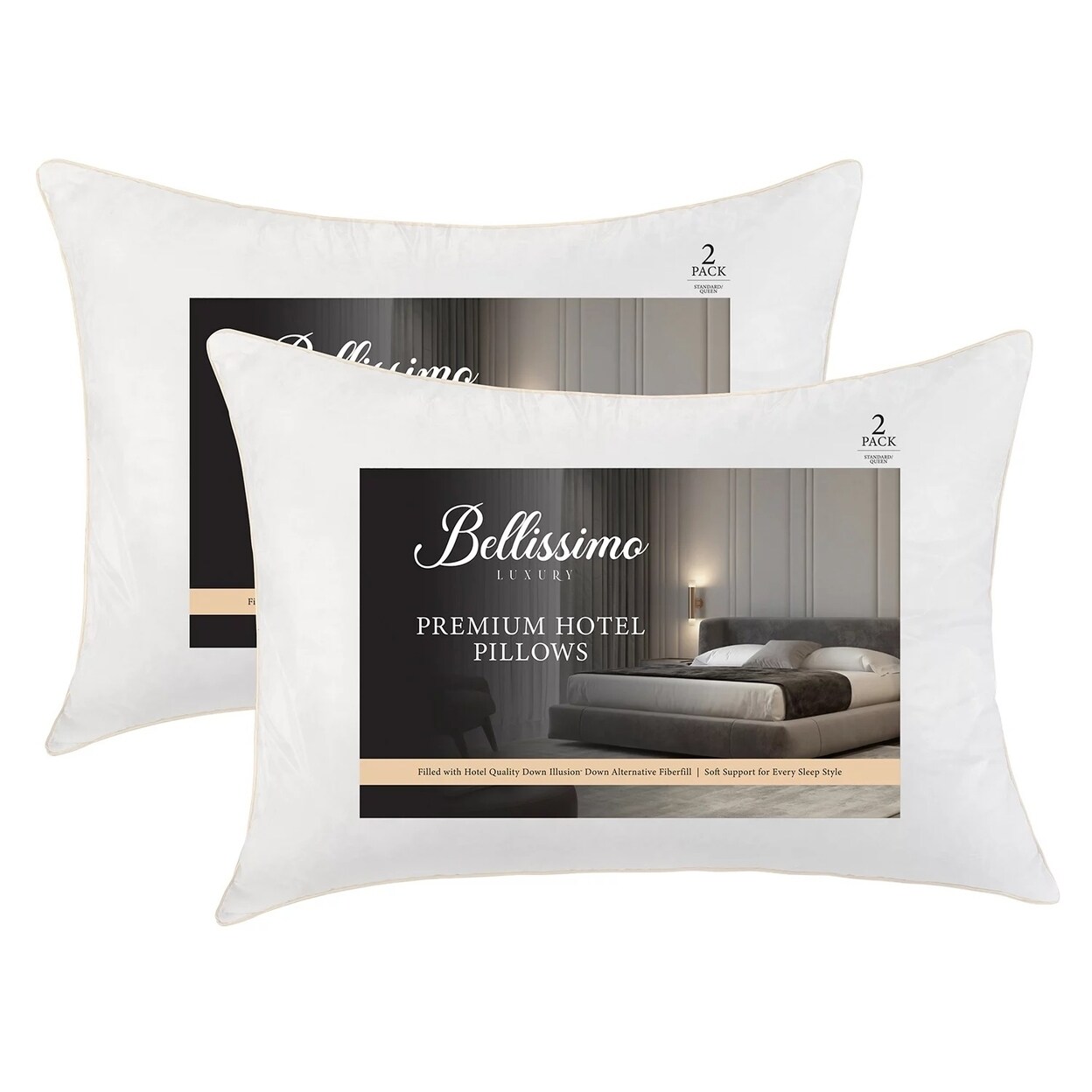 Bellissimo   Premium Luxury Hotel Bed Pillow Standard/Queen (2 Pack)