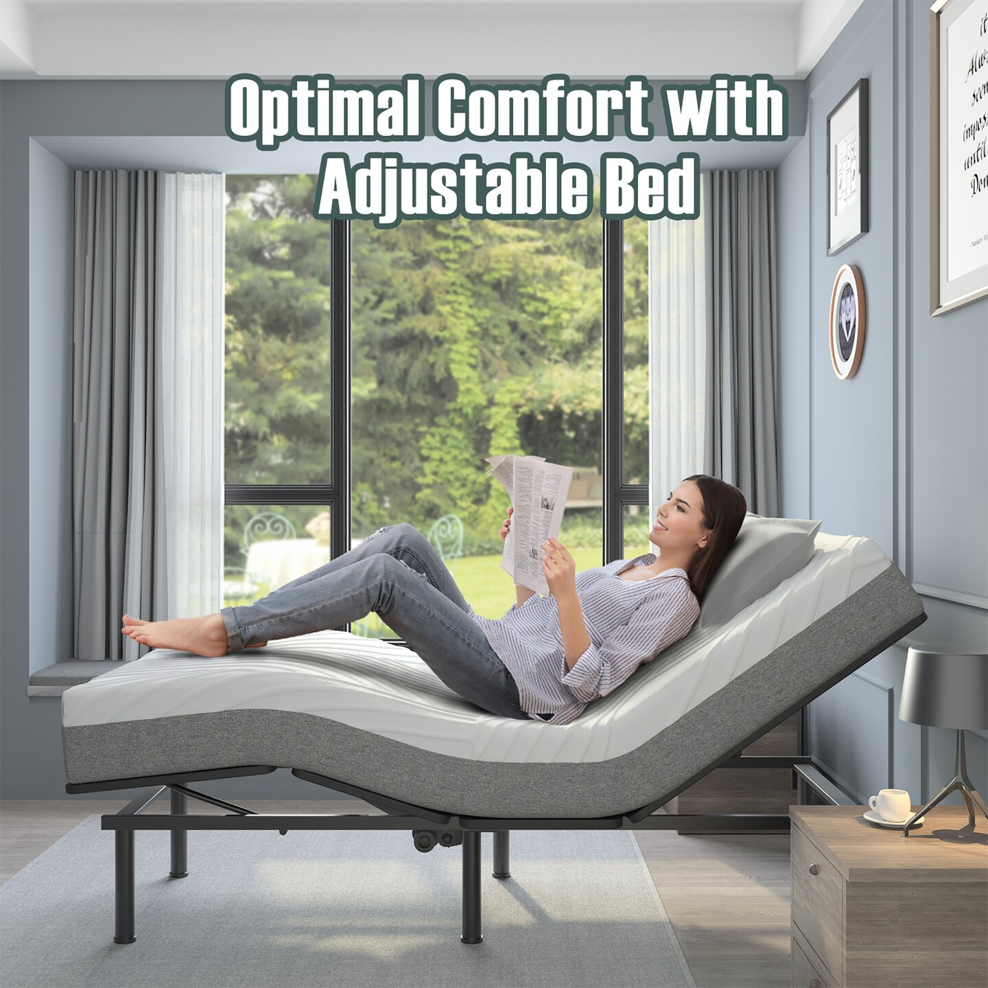 Costway 8 Inch Twin XL Bed Mattress Gel Memory Foam Convoluted Foam for Adjustable Bed