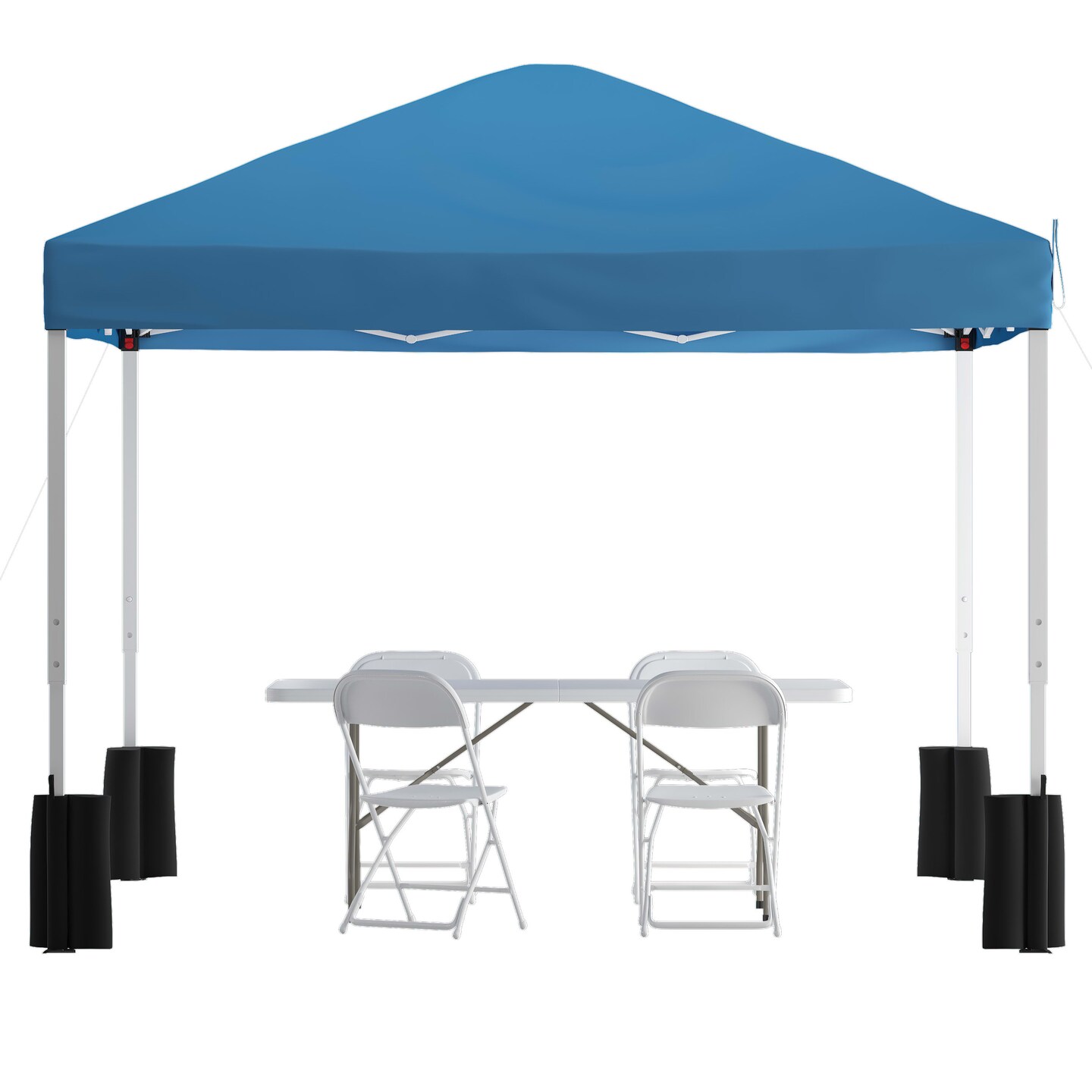 Emma and Oliver Outdoor Event/Tailgate Set with Pop Up Event Canopy with Wheeled Case, Bi-Fold Table and 4 Folding Chairs