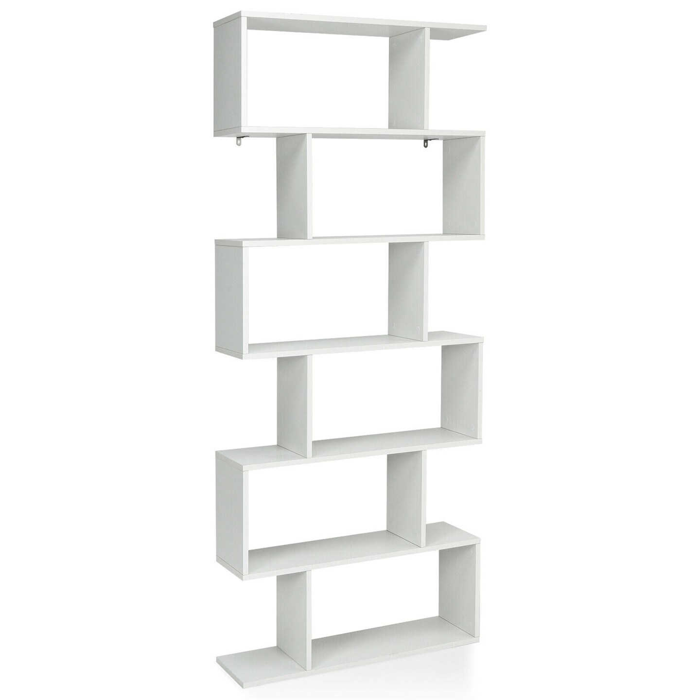 Costway 6 Tier S-Shaped Bookshelf Storage Display Bookcase Decor Z-Shelf