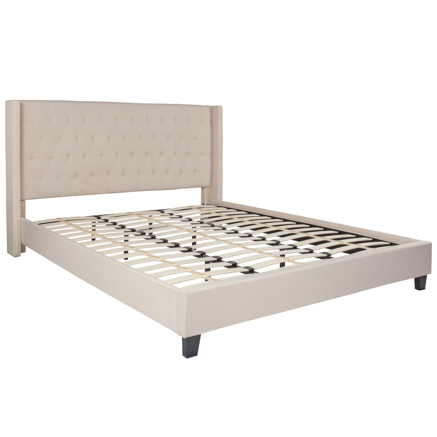Merrick Lane Chenoa Upholstered Platform Bed with Button Tufted Headboard