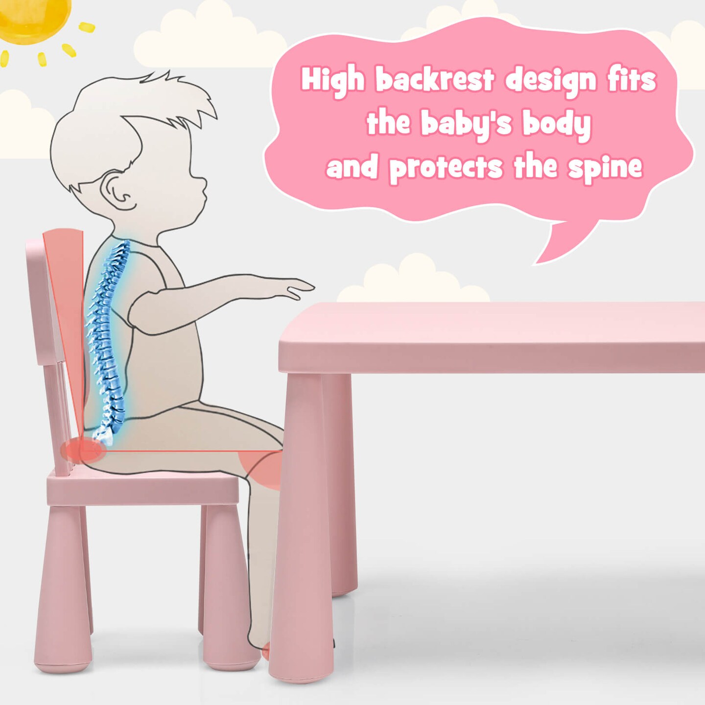 3 Pieces Toddler Multi Activity Play Dining Study Kids Table and Chair Set