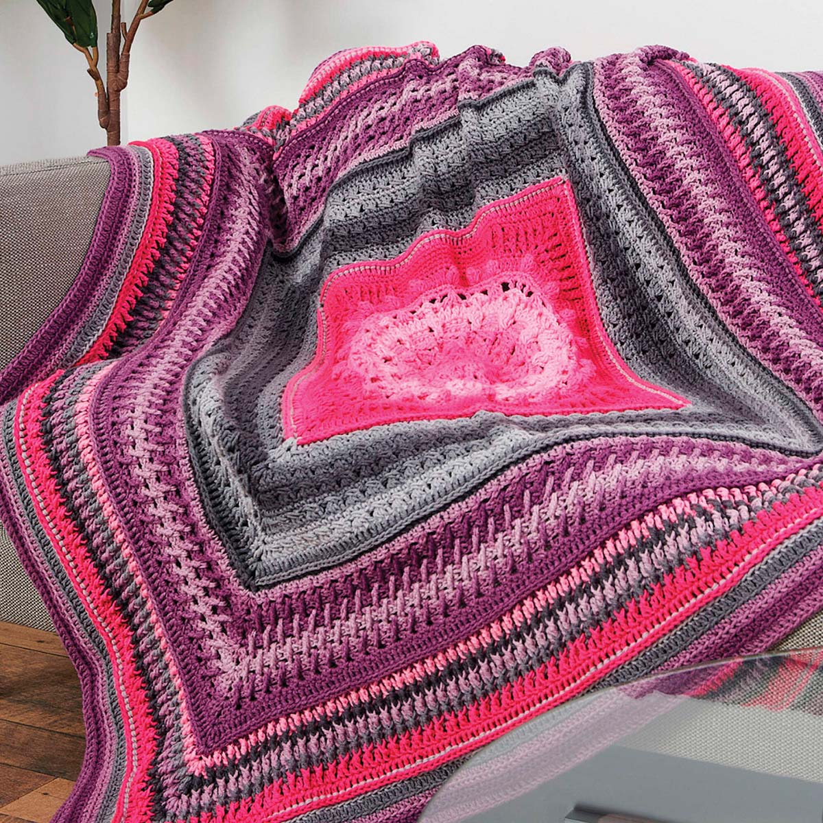 Red Heart Study of Ombre Afghan Crochet Kit, Color: Multicolor | Michaels