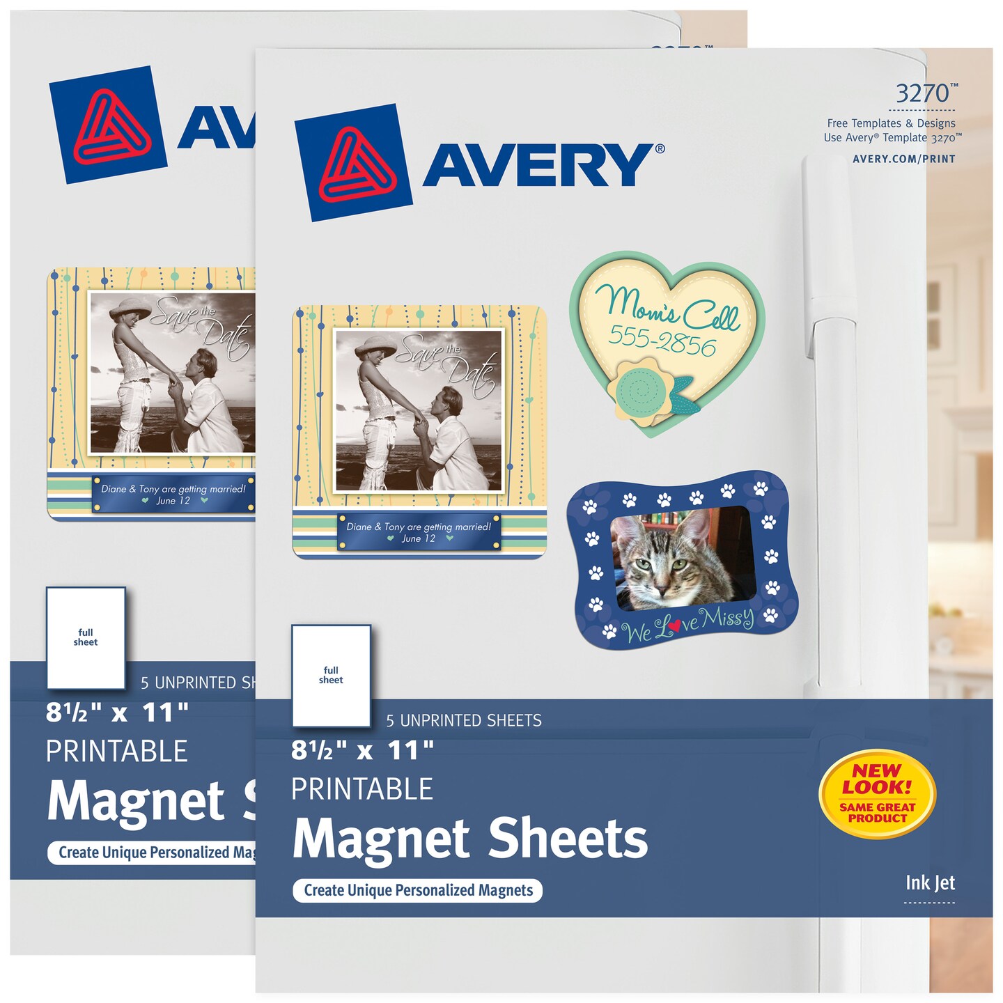 Avery Printable Magnet Sheets, 8.5&#x22; x 11&#x22;, Inkjet Printer, 2 Packs, 10 White Magnetic Sheets Total (5814)