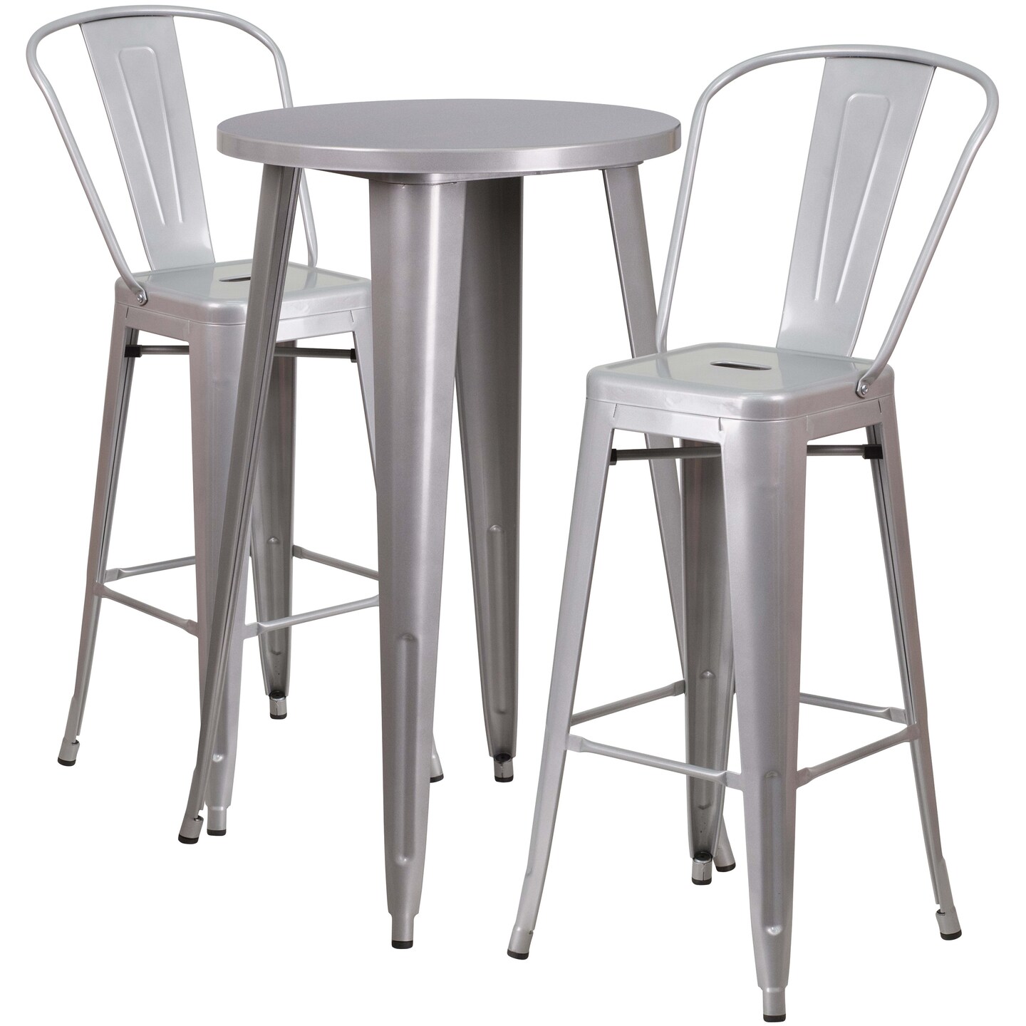 Merrick Lane Pasadena 3 Piece Outdoor Dining Set with Bar Height Table and Stools