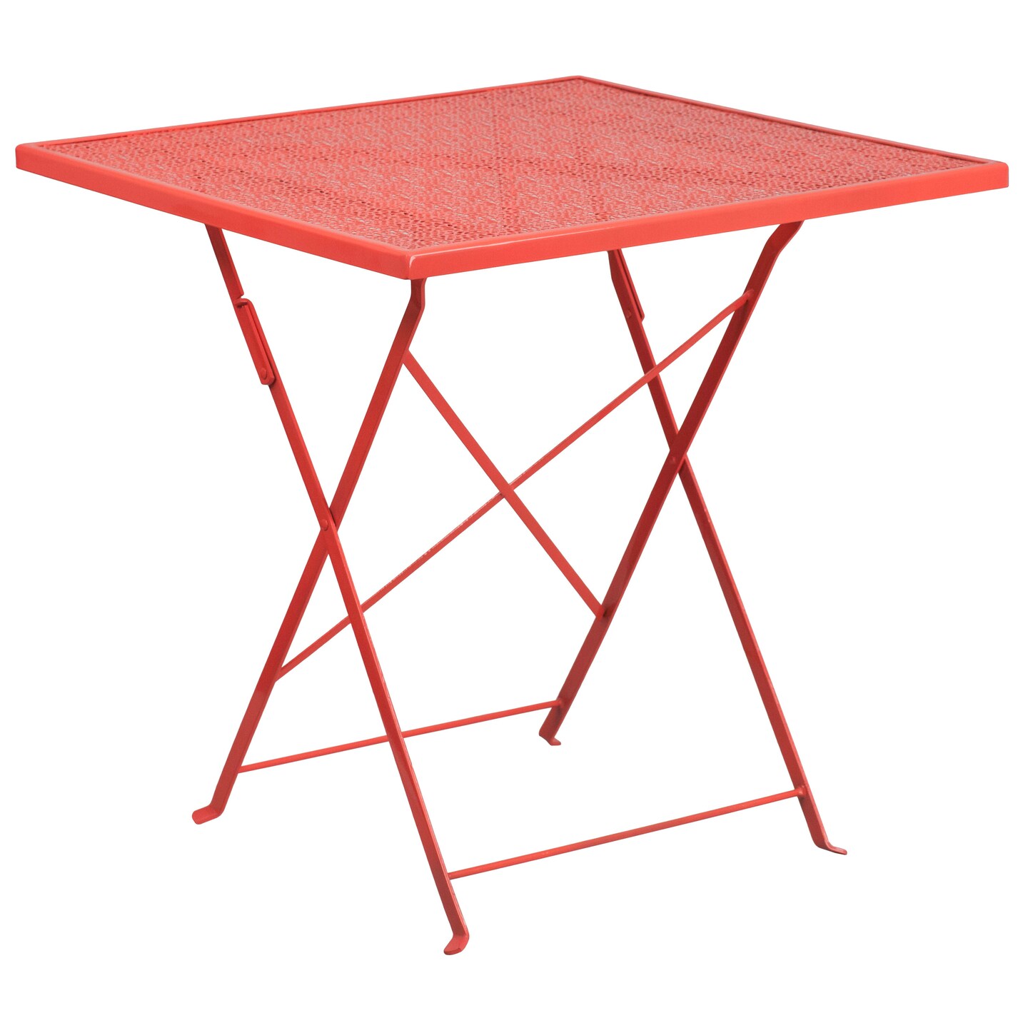 Emma and Oliver Commercial Grade 28&#x22; Square Colorful Metal Garden Patio Folding Patio Table