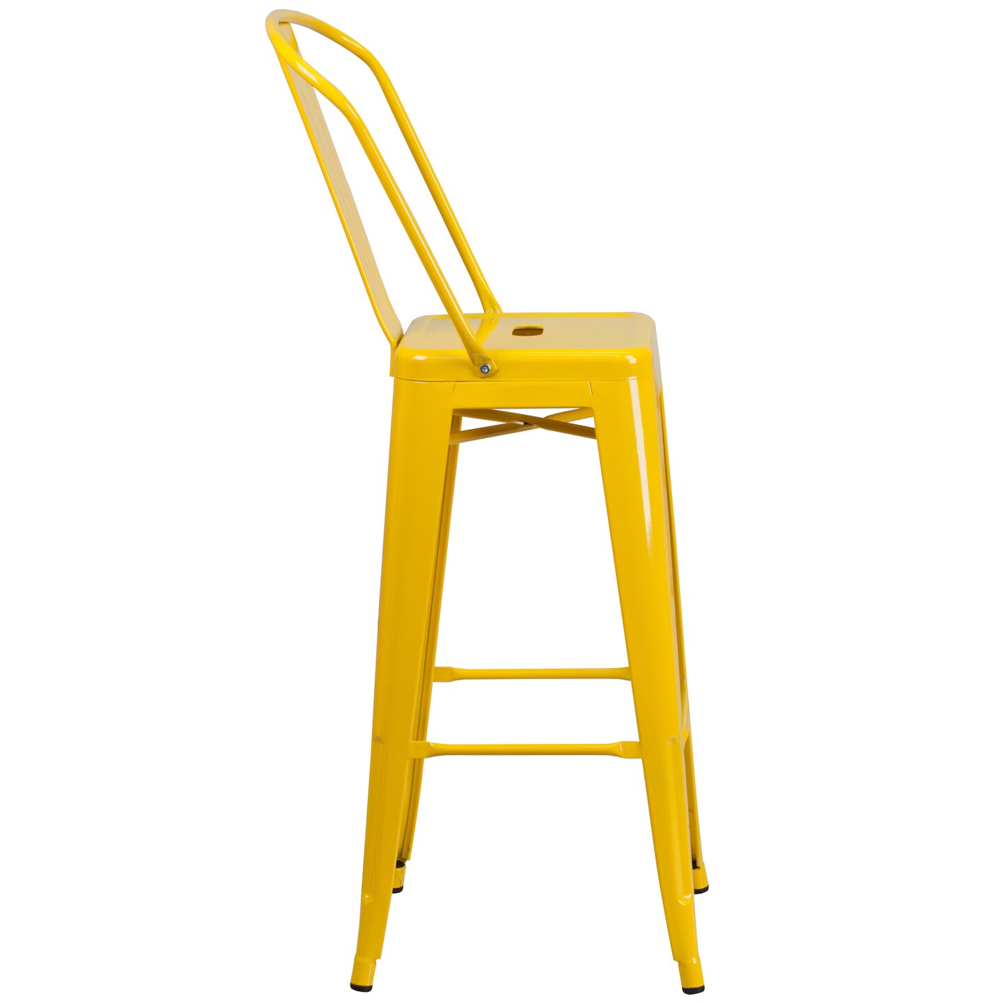 Merrick Lane Dothan Series Metal Stool with Removable Back for Indoor-Outdoor Use