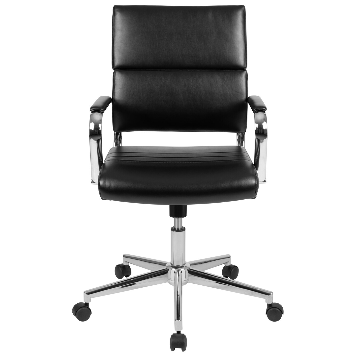 Merrick Lane McEntyre Ergonomic Swivel Office Chair Panel Style Mid-Back Computer Desk Chair with Padded Metal Arms &#x26; Base