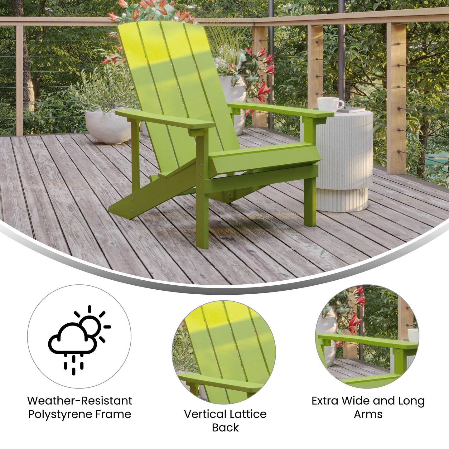 Merrick Lane Set of 4 Riviera All-Weather Poly Resin Wood Adirondack Chairs
