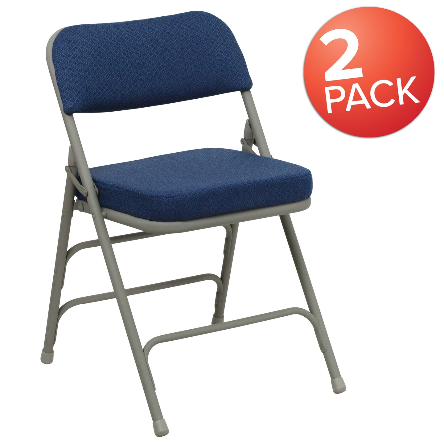 Emma and Oliver 2 Pack Home &#x26; Office Portable Party Events Fabric Padded Metal Folding Chair
