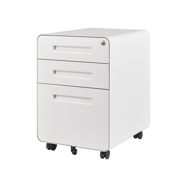 Mobile File Cabinet with Lock and Key, 3 Drawer Metal Storage Filing with  Anti tilt Wheels for Home & Office