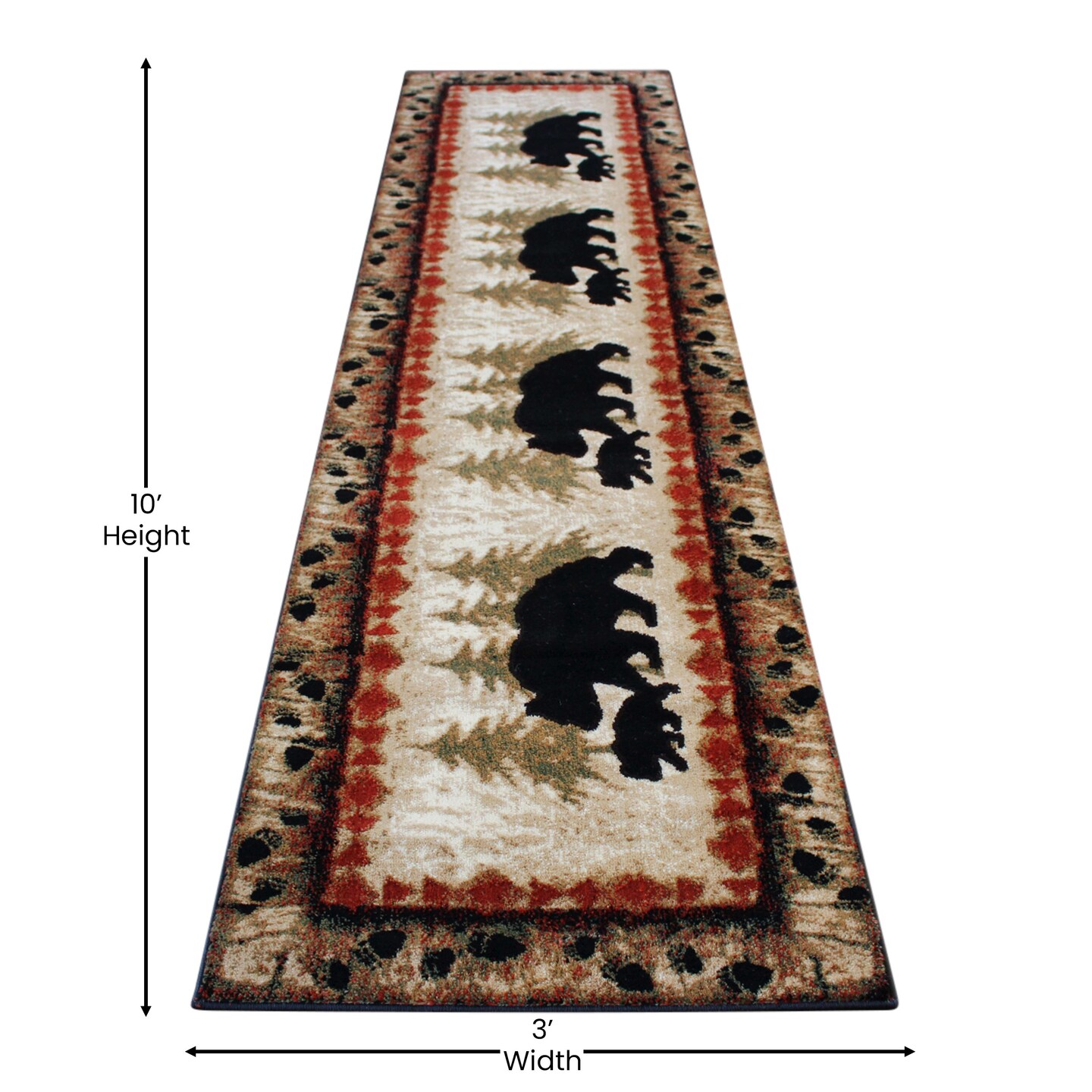 Masada Rugs Cabin/Lodge Theme Area Rug with Bear and Cub Scene