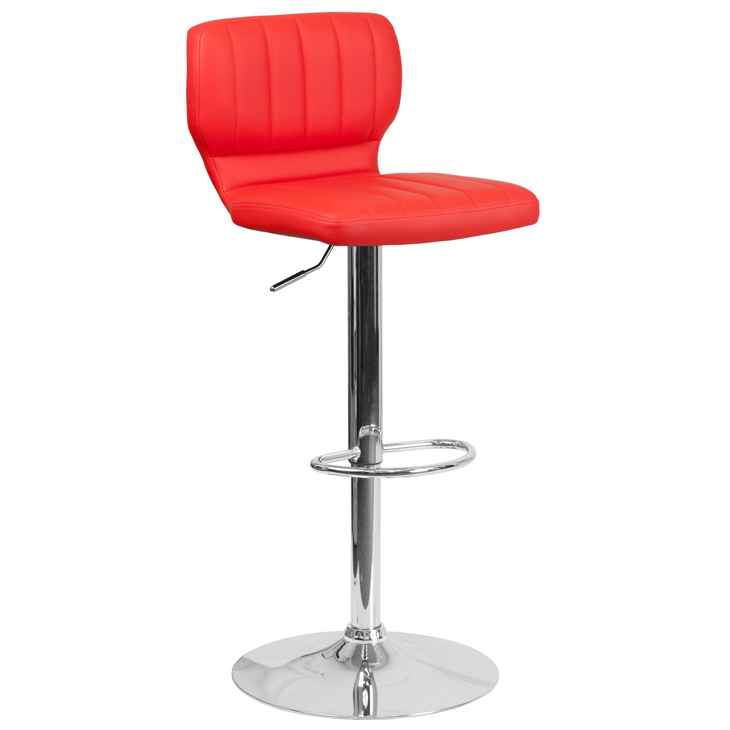 Emma and Oliver Vertical Stitch Back Swivel Adjustable Height Barstool