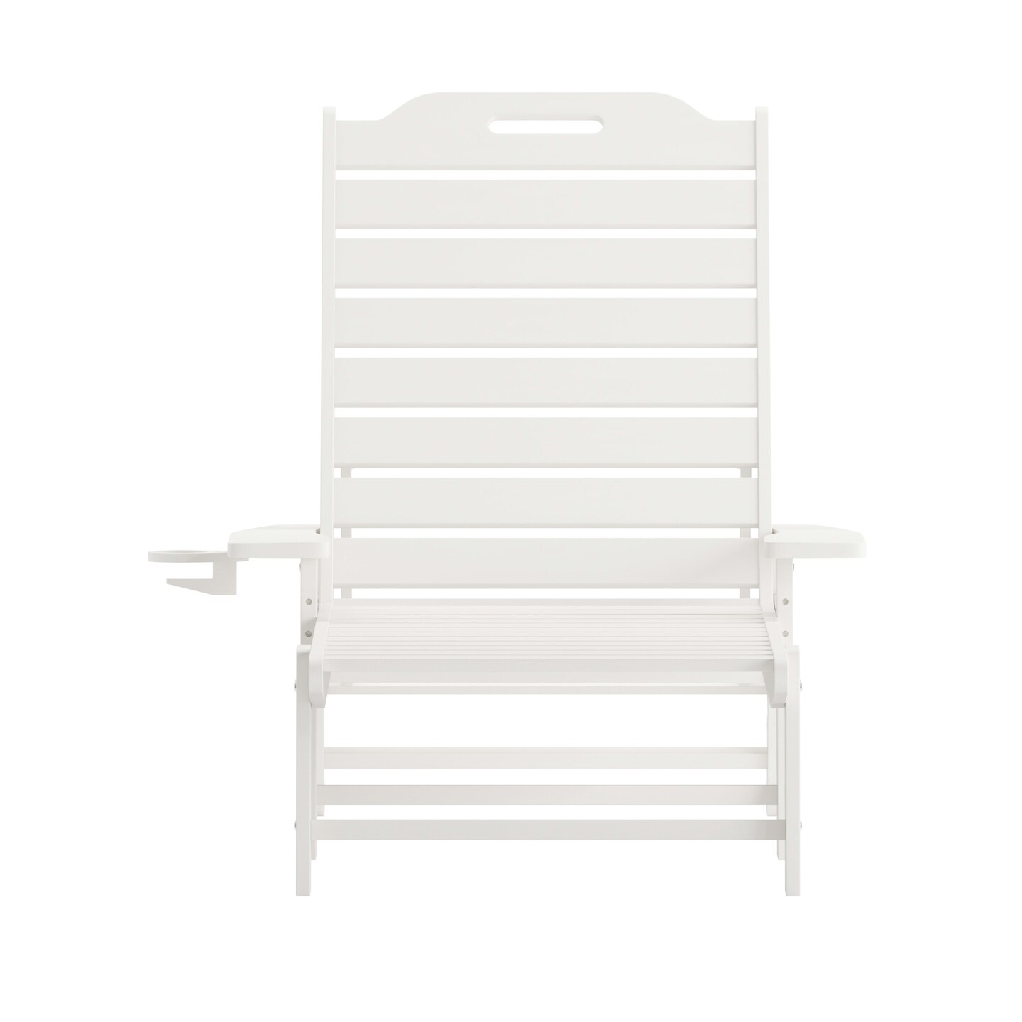 Merrick Lane Gaylord Adjustable Adirondack Lounger with Cup Holder- All-Weather Indoor/Outdoor HDPE Lounge Chair