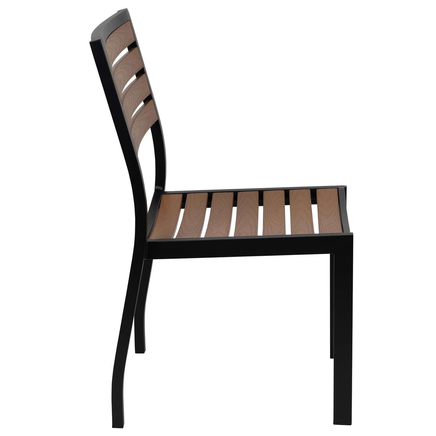 Merrick Lane Kersey Outdoor Side Chairs Poly Faux Wood and Metal Patio and Deck Chairs for All-Weather Use- Set of 2