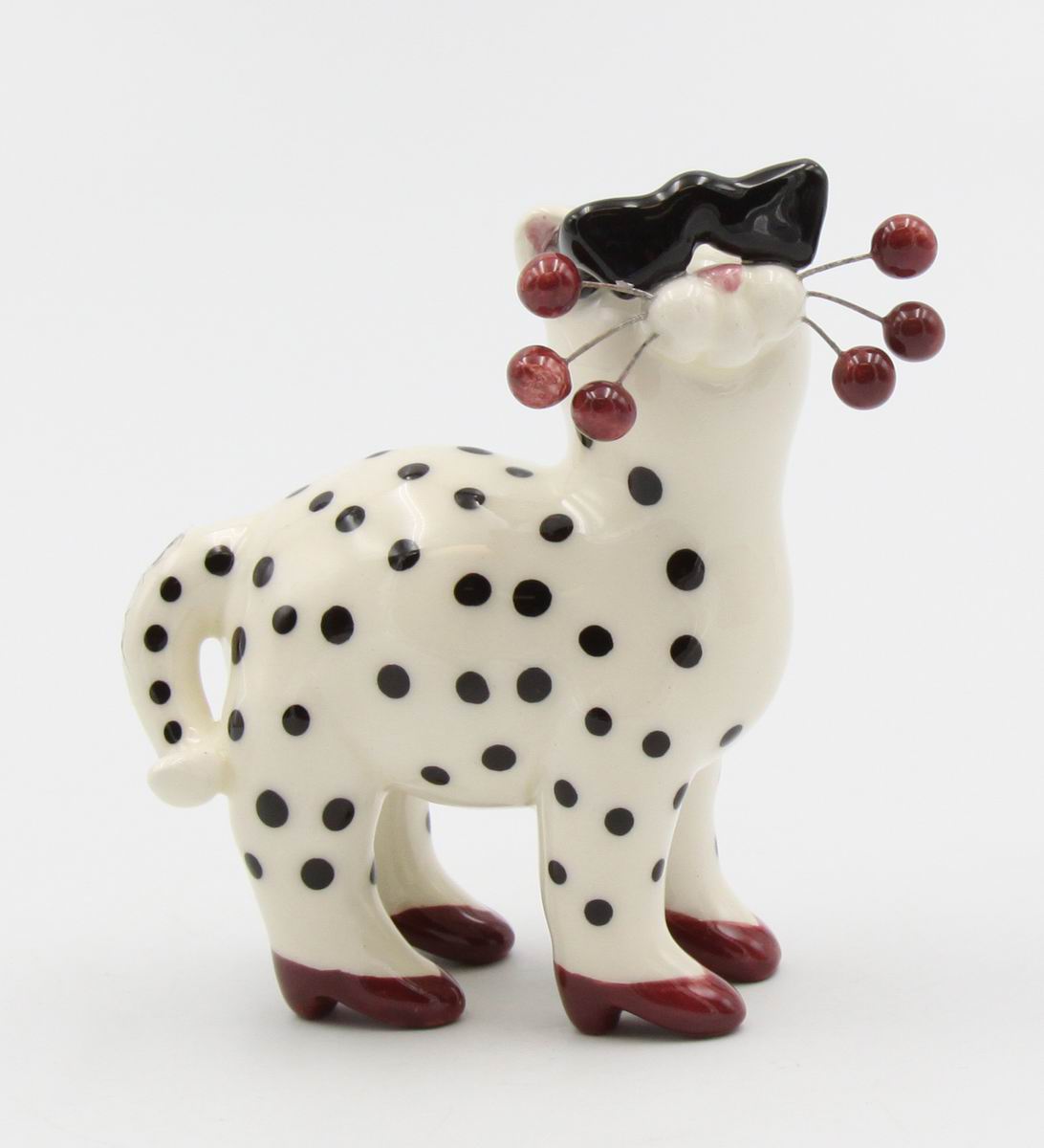 Ceramic Whiskers Dotted Cat With Sun Glasses Figurine, Home D&#xE9;cor, Gift for Her, Gift for Mom, Kitchen D&#xE9;cor, Cat Lovers Gift, Pet Loss Gift