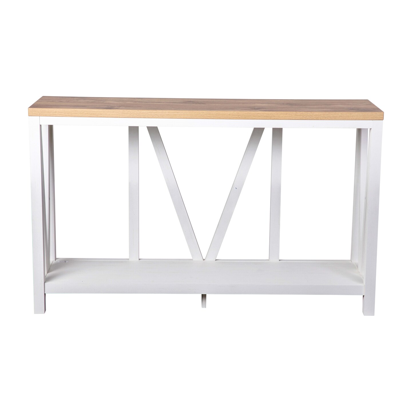 Merrick Lane Erikson Modern Farmhouse Engineered Wood Sofa Table with Wood Bracing and Lower Shelf