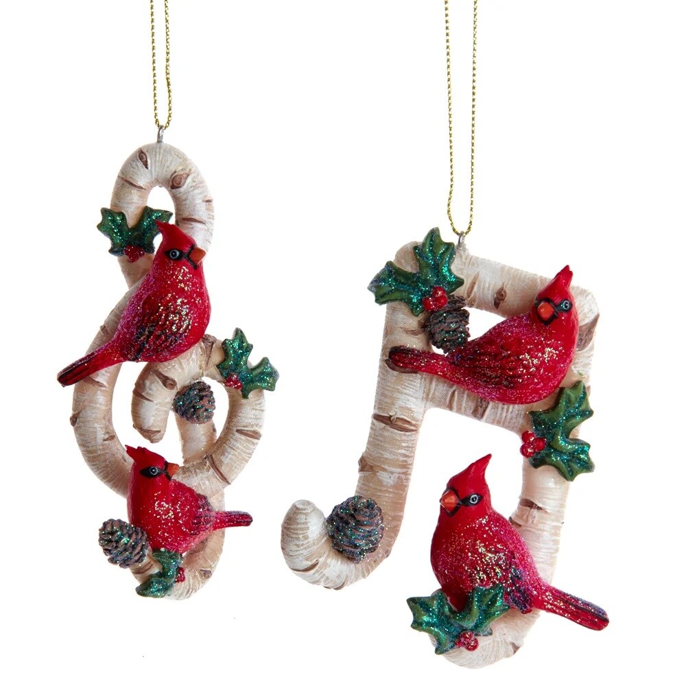 KSA Pack of 12 Glittered Cardinal Music Note Christmas Ornaments 15.5&#x22;