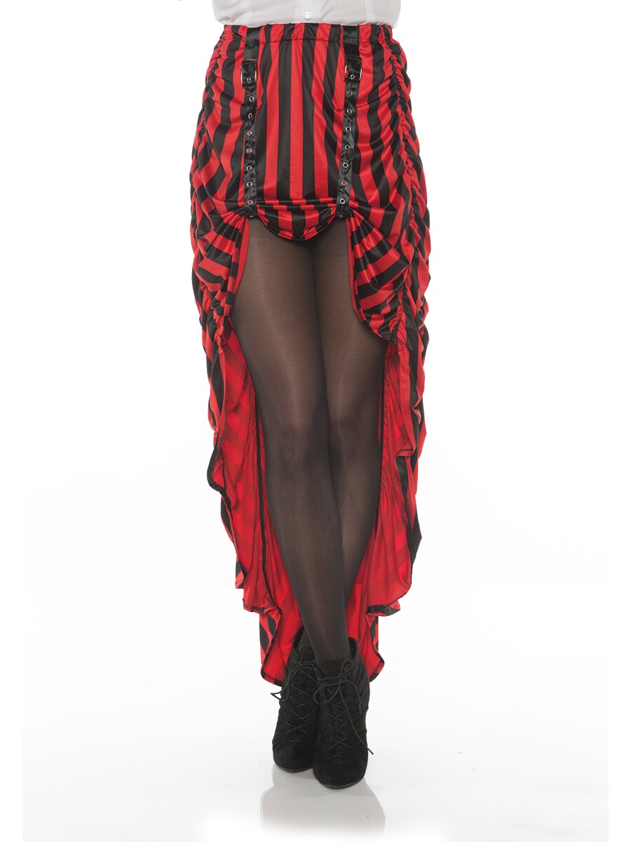 Women&#x27;s Red and Black Striped Steampunk Costume Skirt