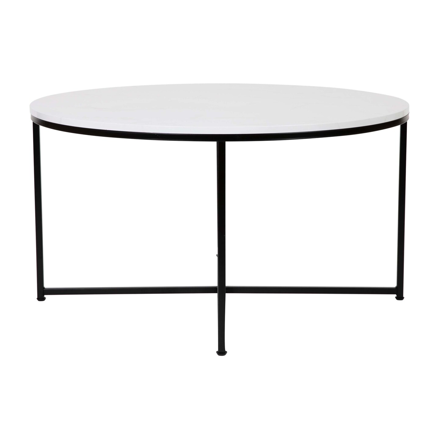 Merrick Lane Fairdale Coffee Table with Round Cross Brace Frame